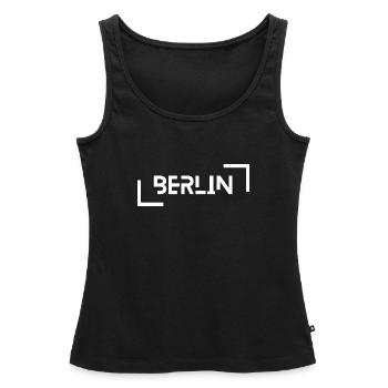 Berlin - Women’s Premium Organic Tank top - black - Front - AI Model Female 172 light (172cm)