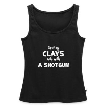 Sporting Clays Golf avec un fusil de chasse - Débardeur bio Premium Femme - noir - Devant - AI Model Female 172 light (172cm)