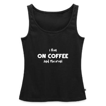 Je cours sur le café et les macarons - Débardeur bio Premium Femme - noir - Devant - AI Model Female 172 light (172cm)