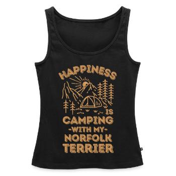 Camping mit Norfolk-Terrier - Frauen Premium Organic Tank Top - Schwarz - Vorne - AI Model Female 172 light (172cm)