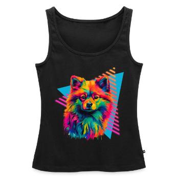 Zwergspitz 80er Jahre Stil - Frauen Premium Organic Tank Top - Schwarz - Vorne - AI Model Female 172 light (172cm)