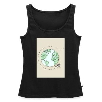 Around the world by plane - Women’s Premium Organic Tank top - black - Front - AI Model Female 172 light (172cm)