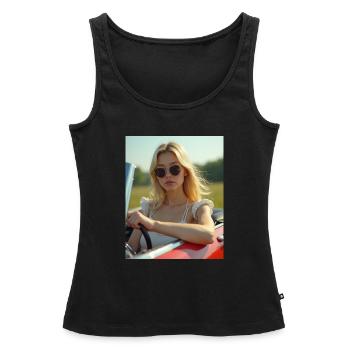 Frau, die ein Cabrio fährt - Frauen Premium Organic Tank Top - Schwarz - Vorne - AI Model Female 172 light (172cm)