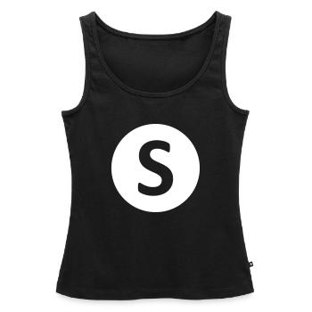 S, gift, gift idea, idea, letter, name - Women’s Premium Organic Tank top - black - Front - AI Model Female 172 light (172cm)