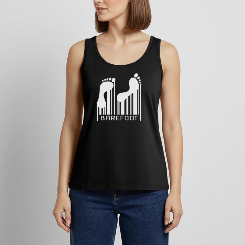 Barefoot Barcode Barfuss Strichcode Code Frauen Premium Organic Tank Top
