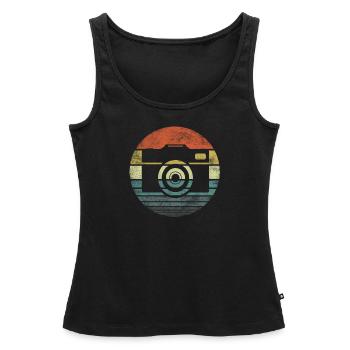 Retro Vintage Photography Camera Design - Women’s Premium Organic Tank top - black - Front - AI Model Female 172 light (172cm)
