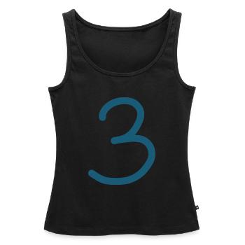 3 Numéro trois numéro anniversaire - Débardeur bio Premium Femme - noir - Devant - AI Model Female 172 light (172cm)