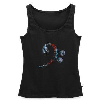 Bassschlüssel, Bass Clef vintage distressed - Frauen Premium Organic Tank Top - Schwarz - Vorne - AI Model Female 172 light (172cm)