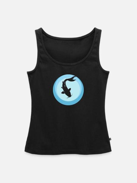 Koi Fisch Fischkopf Fischer - Frauen Premium Organic Tank Top - Schwarz