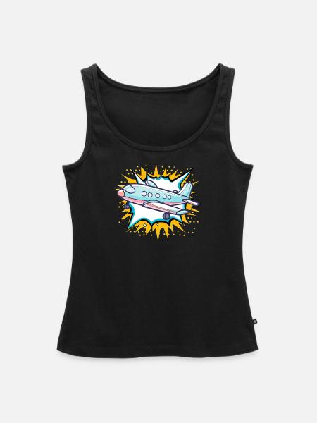 Flugzeug Flughafen - Frauen Premium Organic Tank Top - Schwarz