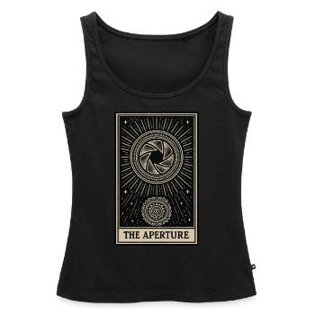 Photography Tarot Card – The Aperture - Women’s Premium Organic Tank top - black - Front - AI Model Female 172 light (172cm)