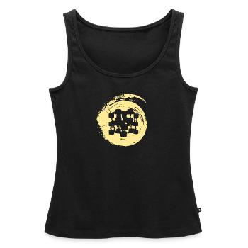 Crypto-monnaie Blockchain Crypto-monnaie - Débardeur bio Premium Femme - noir - Devant - AI Model Female 172 light (172cm)