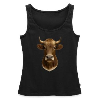 The most beautiful cow - Women’s Premium Organic Tank top - black - Front - AI Model Female 172 light (172cm)