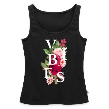 Vibes flowers - Débardeur bio Premium Femme - noir - Devant - AI Model Female 172 light (172cm)
