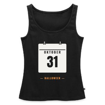 31 octobre Calendrier Date d’Halloween Horreur Effrayante - Débardeur bio Premium Femme - noir - Devant - AI Model Female 172 light (172cm)