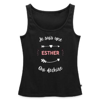 Je suis une Esther qui déchire - Débardeur bio Premium Femme - noir - Devant - AI Model Female 172 light (172cm)