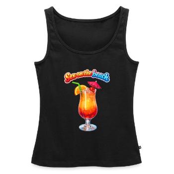 Sexe sur la plage - Débardeur bio Premium Femme - noir - Devant - AI Model Female 172 light (172cm)