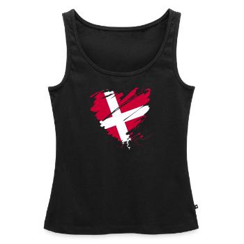 Danemark Scandinavie Europe Drapeau de l'UE Hygge cardiaque - Débardeur bio Premium Femme - noir - Devant - AI Model Female 172 light (172cm)