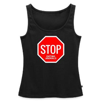 Stop Eating Animals - Débardeur bio Premium Femme - noir - Devant - AI Model Female 172 light (172cm)