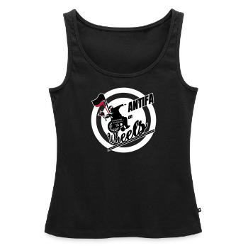Antifa on Wheels - Débardeur bio Premium Femme - noir - Devant - AI Model Female 172 light (172cm)