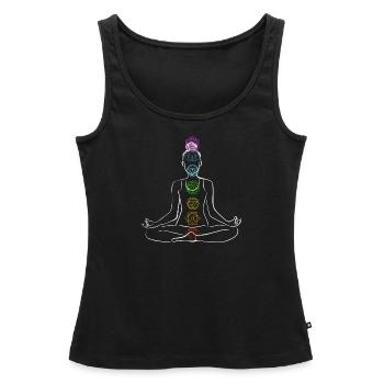 Chakra - Frauen Premium Organic Tank Top - Schwarz - Vorne - AI Model Female 172 light (172cm)