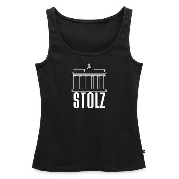 Stolz - Frauen Premium Organic Tank Top - Schwarz - Vorne - AI Model Female 172 light (172cm)