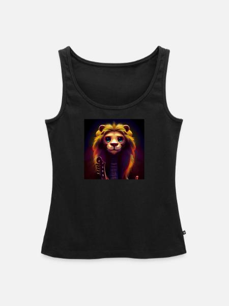 Löwe mit Gitarre - Frauen Premium Organic Tank Top - Schwarz