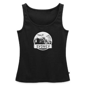 Sydney City - Frauen Premium Organic Tank Top - Schwarz - Vorne - AI Model Female 172 light (172cm)