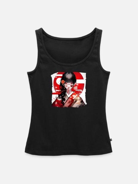 Japanisches Mädchen Rot Weiß - Frauen Premium Organic Tank Top - Schwarz