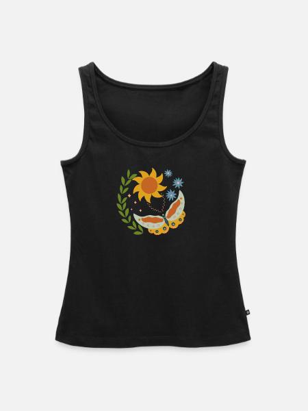 Schmetterling mit Sonnenblumen - Frauen Premium Organic Tank Top - Schwarz
