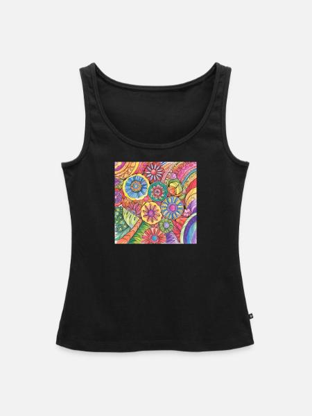 Flowers - Frauen Premium Organic Tank Top - Schwarz