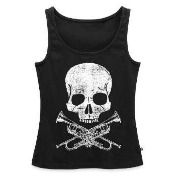 Trompettes Skull Player Faire de la musique - Débardeur bio Premium Femme - noir - Devant - AI Model Female 172 light (172cm)
