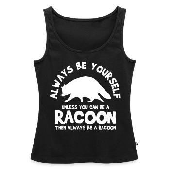 Raccoon Inspirational - Women’s Premium Organic Tank top - black - Front - AI Model Female 172 light (172cm)