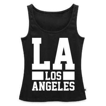 LA Los Angeles - Débardeur bio Premium Femme - noir - Devant - AI Model Female 172 light (172cm)