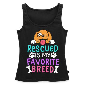 Refuge pour animaux adoptant des chiens - Débardeur bio Premium Femme - noir - Devant - AI Model Female 172 light (172cm)