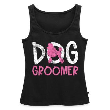 Salon de coiffure pour chien - Débardeur bio Premium Femme - noir - Devant - AI Model Female 172 light (172cm)