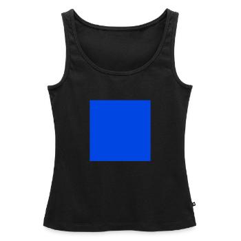blue square - Women’s Premium Organic Tank top - black - Front - AI Model Female 172 light (172cm)