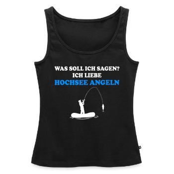 Hochsee Angeln Dorsch - Frauen Premium Organic Tank Top - Schwarz - Vorne - AI Model Female 172 light (172cm)