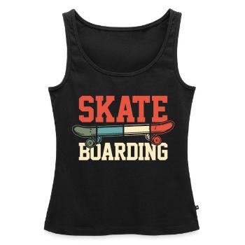 Skateboard skateboard skateboarder rétro - Débardeur bio Premium Femme - noir - Devant - AI Model Female 172 light (172cm)