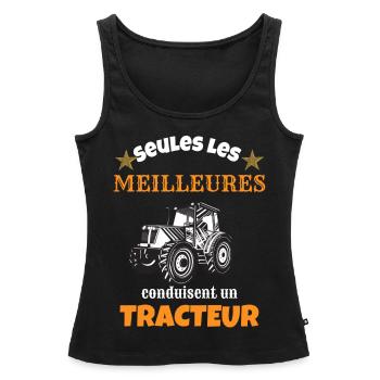 Seul les meilleures conduisent tracteur cadeau - Débardeur bio Premium Femme - noir - Devant - AI Model Female 172 light (172cm)