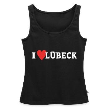 J’aime Lübeck Liebe - Débardeur bio Premium Femme - noir - Devant - AI Model Female 172 light (172cm)