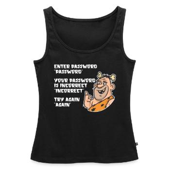Funny Caveman Password Entry UX UI - Women’s Premium Organic Tank top - black - Front - AI Model Female 172 light (172cm)