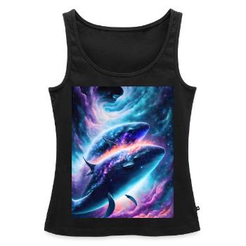 Divine whales in the cosmic star nebula - Women’s Premium Organic Tank top - black - Front - AI Model Female 172 light (172cm)