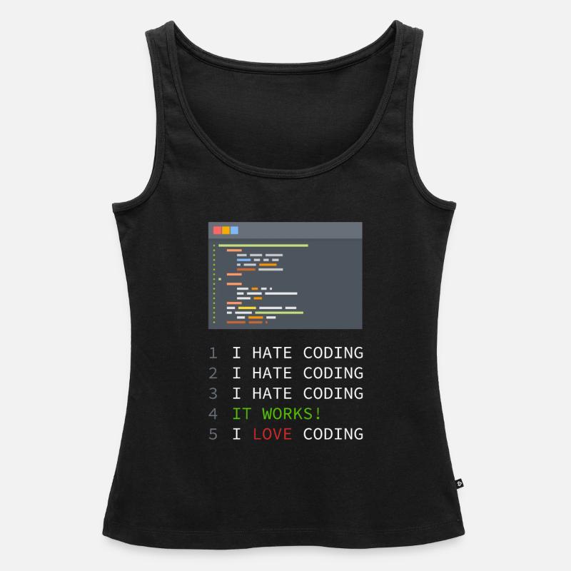 J'aime coder! Programmeurs, nerds, ordinateurs - Débardeur bio Premium Femme - noir