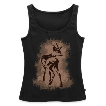 Cerf de cerf - Débardeur bio Premium Femme - noir - Devant - AI Model Female 172 light (172cm)