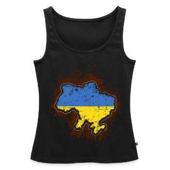 Ukraine - Débardeur bio Premium Femme - noir - Devant - AI Model Female 172 light (172cm)