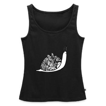 Escargot à coquille d'escargot - Débardeur bio Premium Femme - noir - Devant - AI Model Female 172 light (172cm)