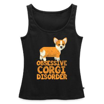 Désordre corgi obsessionnel - Débardeur bio Premium Femme - noir - Devant - AI Model Female 172 light (172cm)