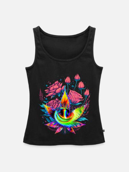 Psychedelisches Cannabisblatt mit Drachenauge - Frauen Premium Organic Tank Top - Schwarz