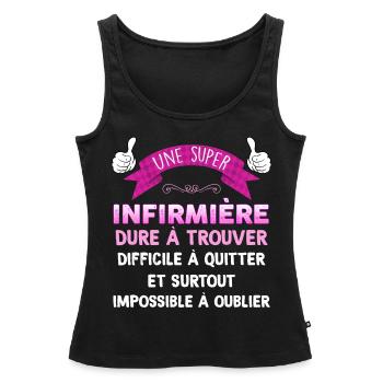Super Infirmiere Cadeau Femme Métier Medecine - Débardeur bio Premium Femme - noir - Devant - AI Model Female 172 light (172cm)